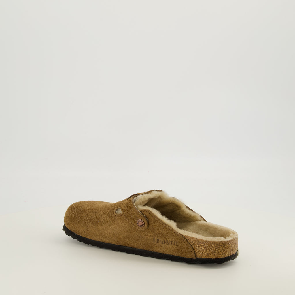 Chaussures ouvertes Mules Boston de Piel de Oveja Marrón Birkenstock Marron Unisexe