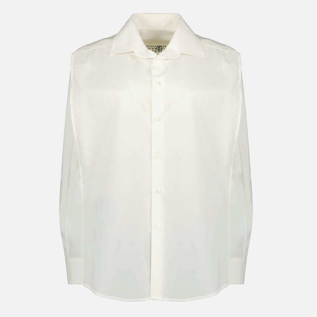 Chemises Camicia Bianca in Popeline Senza Maniche Mm6 Blanc Femme