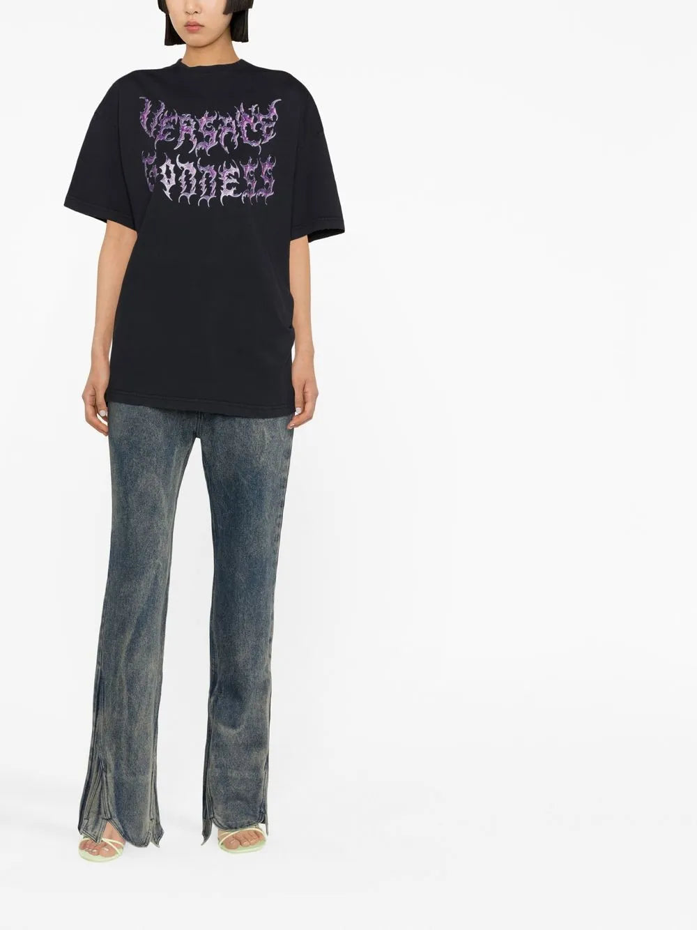 티셔츠 T-shirt Versace Goddess Versace 검은색 Femme