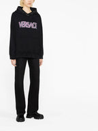 Sweatshirts Worn Logo Sweatshirt Versace Black Women