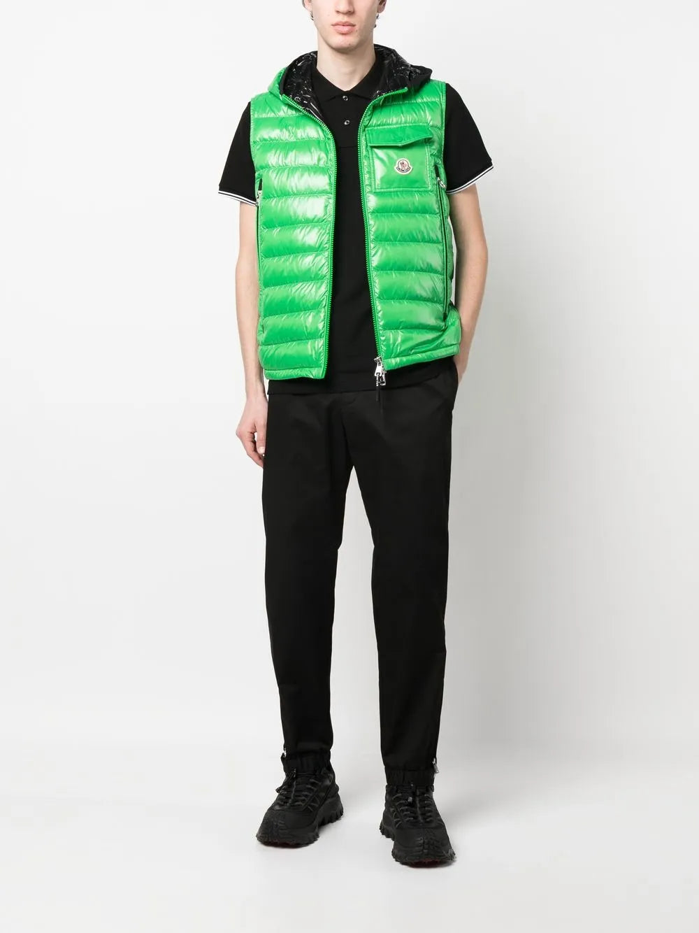Polos Polo con Piping Moncler Negro Homme