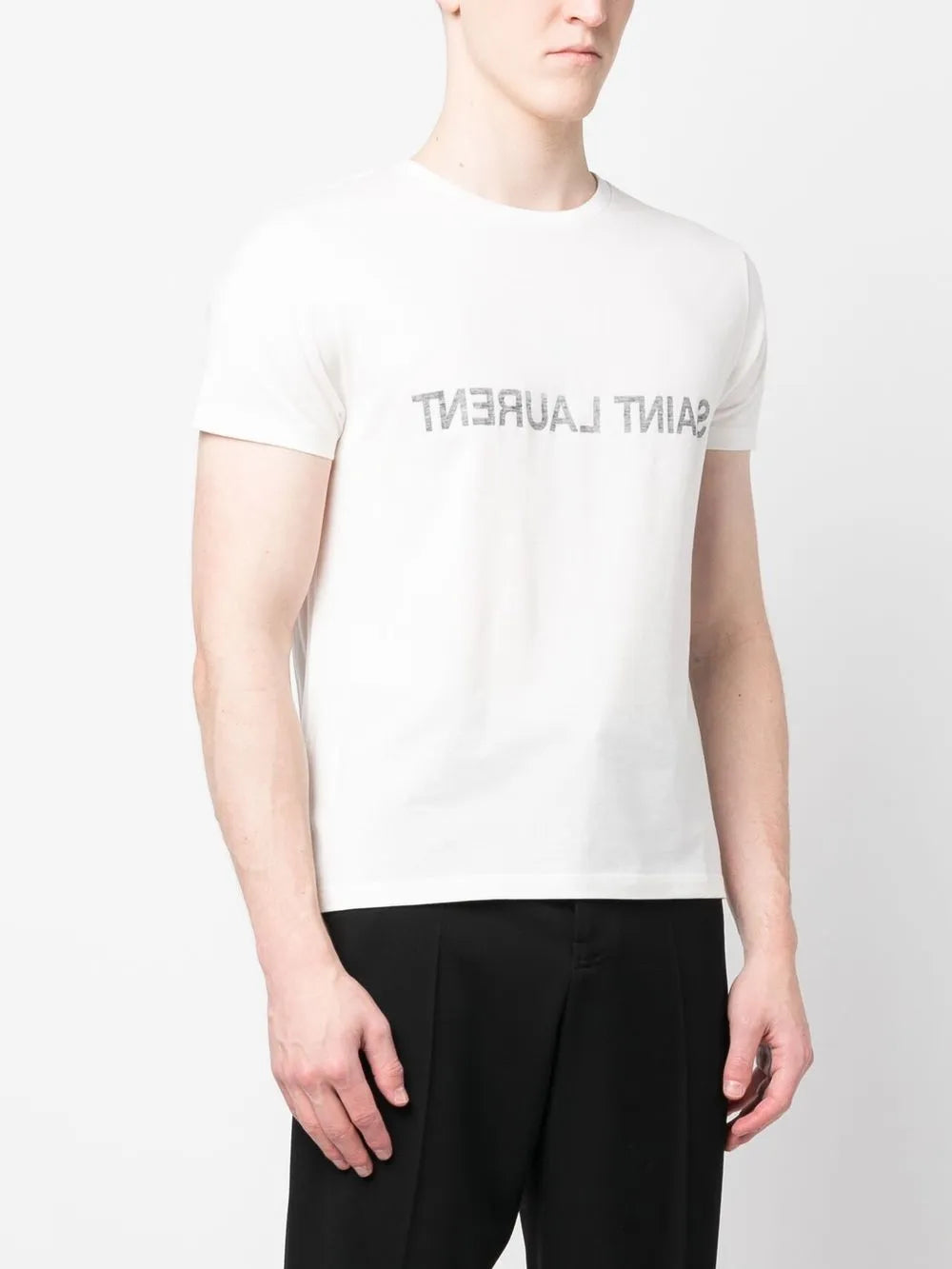 T-shirt T-shirt con Logo a Inverso Saint Laurent Bianco Homme