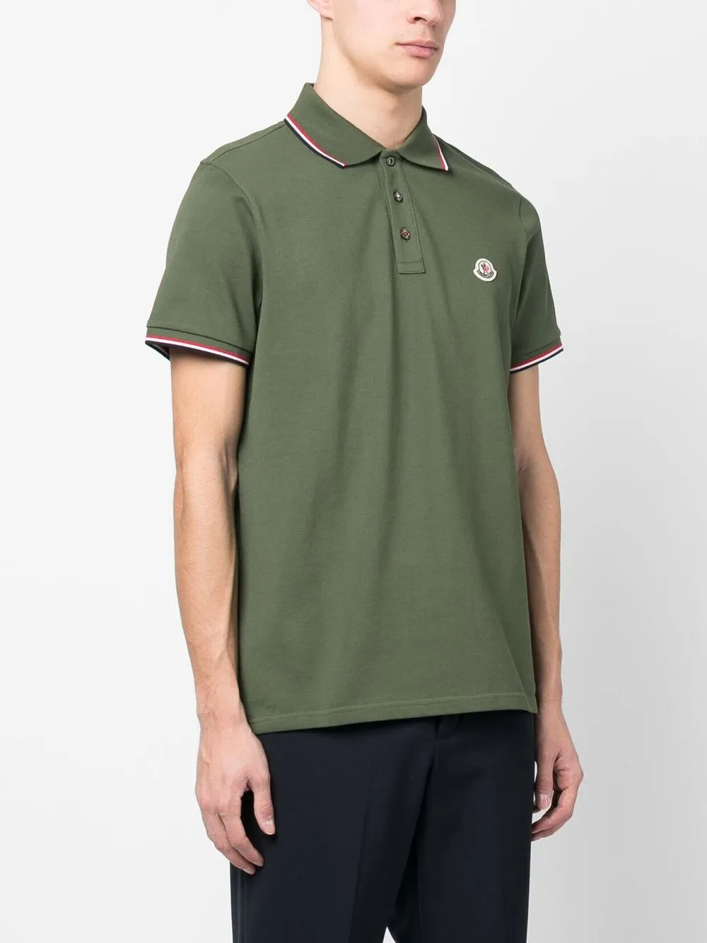 Polos Polo con Logo y Ribete Moncler Caqui Homme