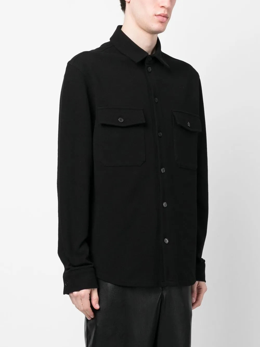 Camisas Camisa de Piqué de Algodão Saint Laurent Preto Homme