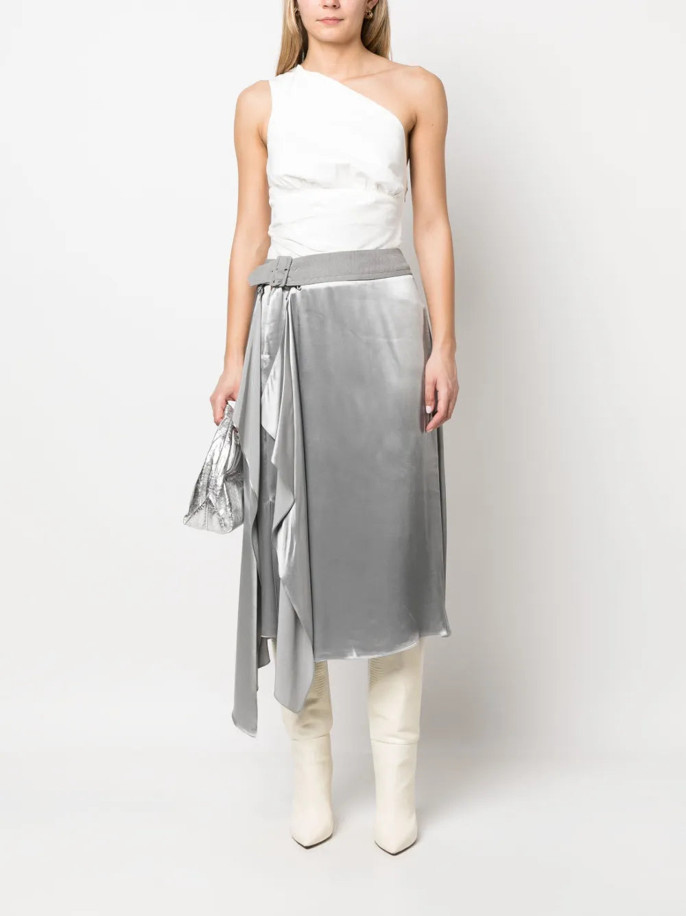 Jupes Jupe en satin Fendi Gris Femme