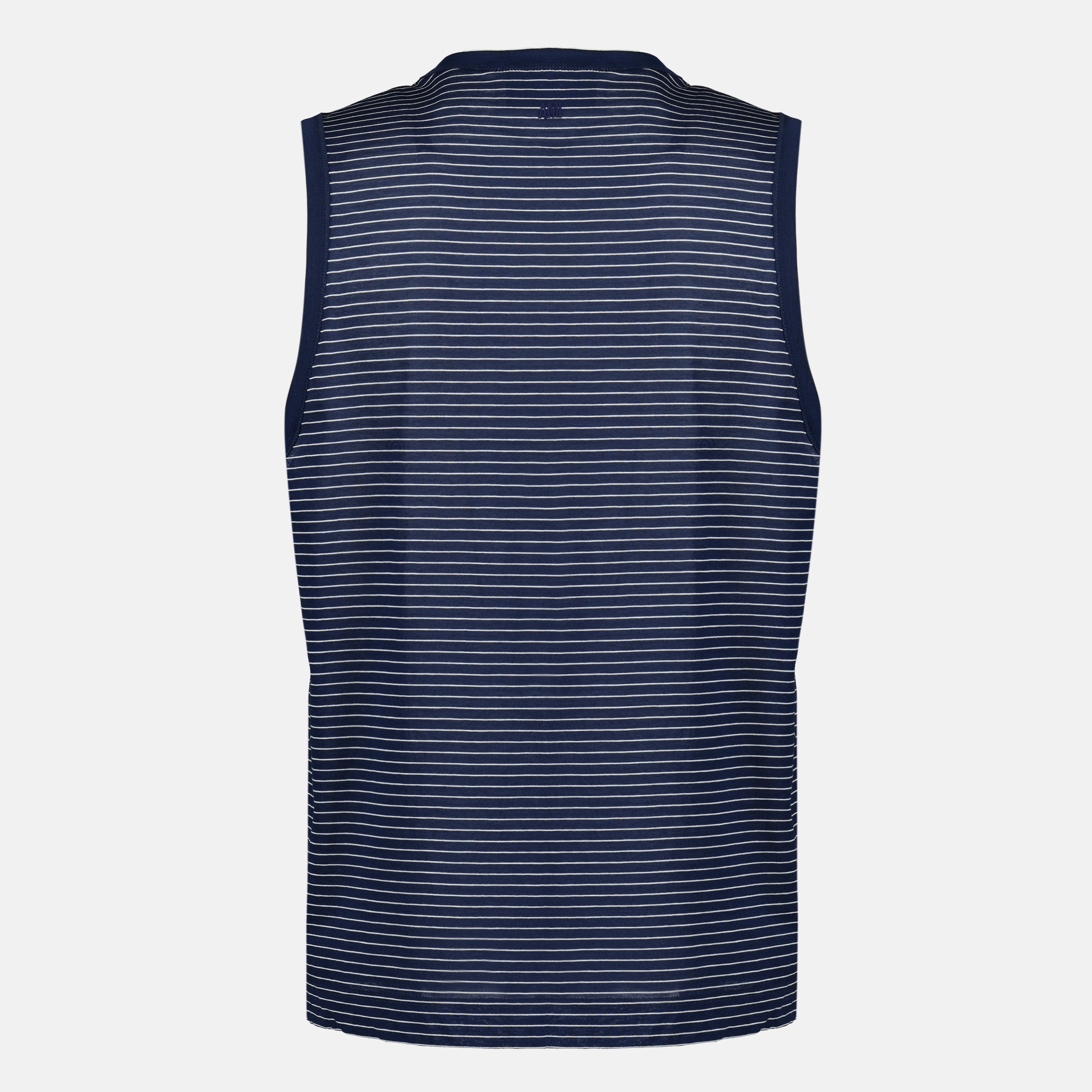 Image de l'article Débardeur à rayures bleu marine en coton de la marque Ami PARIS pour Homme - Saison Printemps-Été 2026 - Vue de Dos