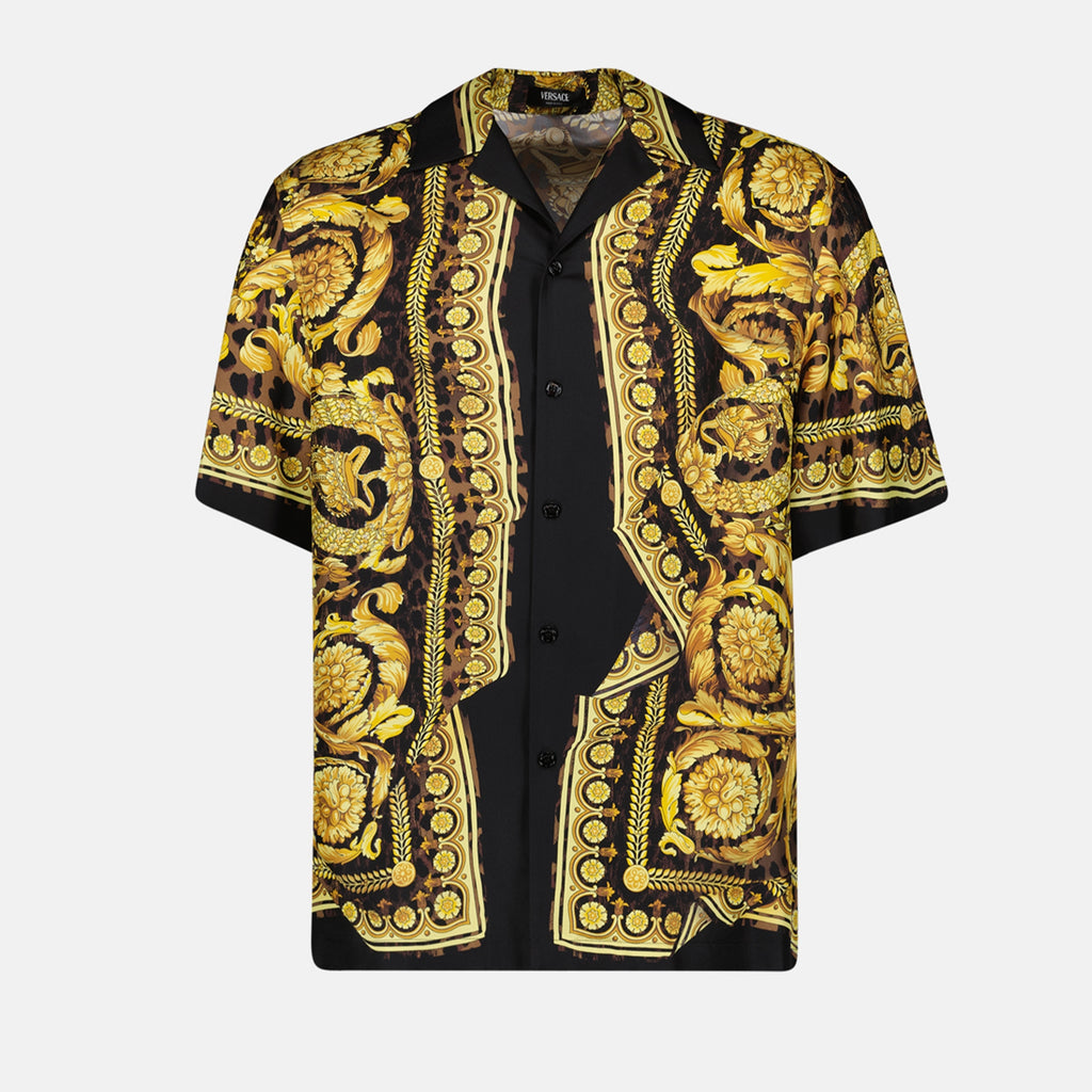 Camisas Chemise en soie Barocco Versace Amarelo Homme