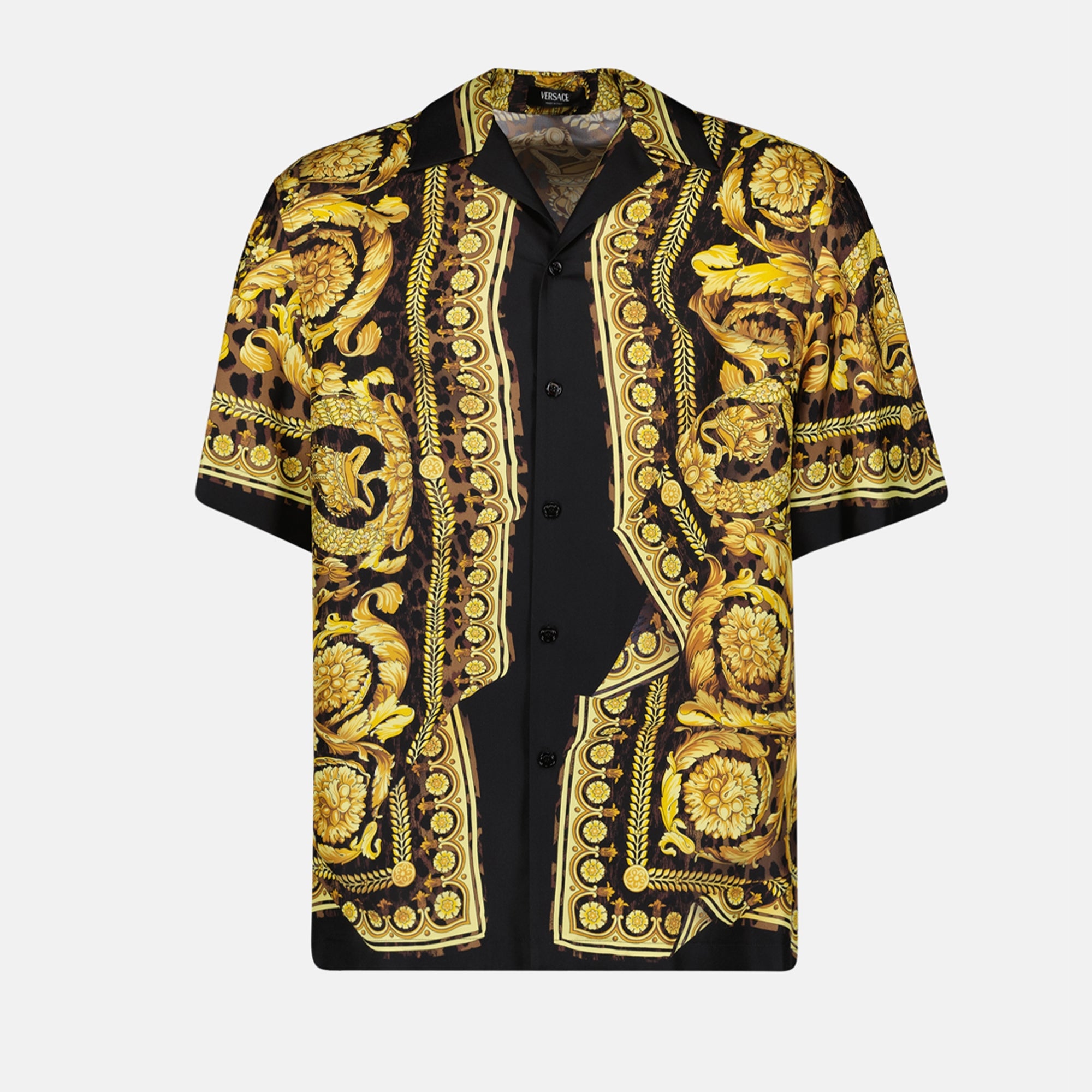 Camisas Chemise en soie Barocco Versace Amarelo Homme