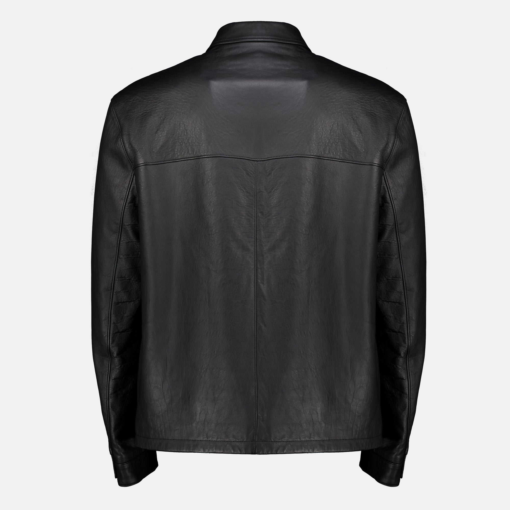 Manteaux Giacca in Pelle Nappa Nera Prada Noir Homme