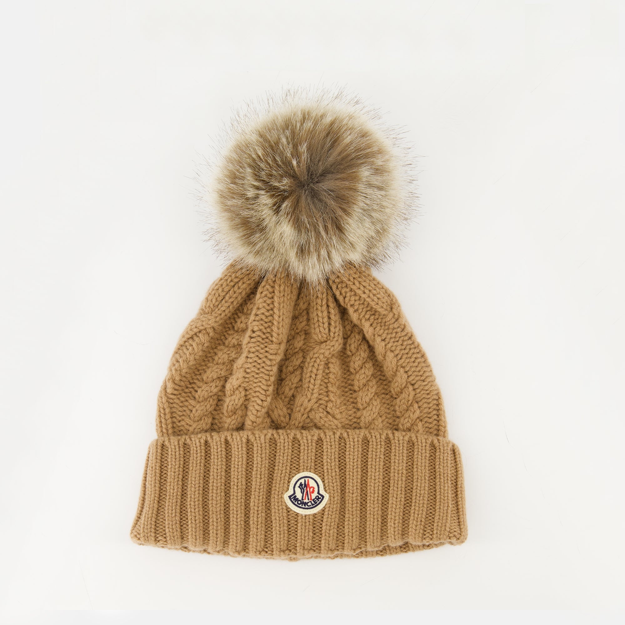 Image of the Moncler Women's Cashmere Beanie with Pom-Pom - Fall-Winter 2025 - Front View