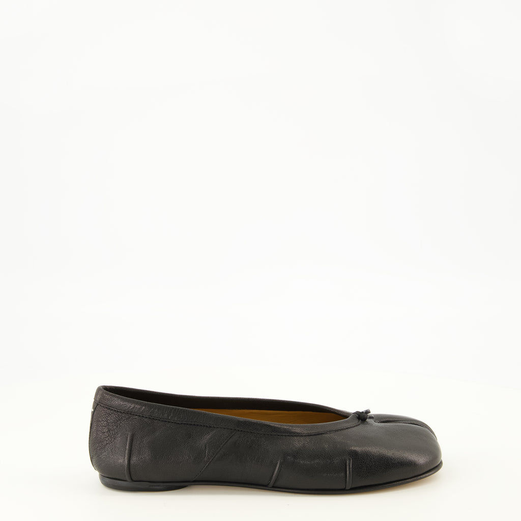 Chaussures plates 블랙 가죽 타비 플랫 Maison Margiela Noir Femme