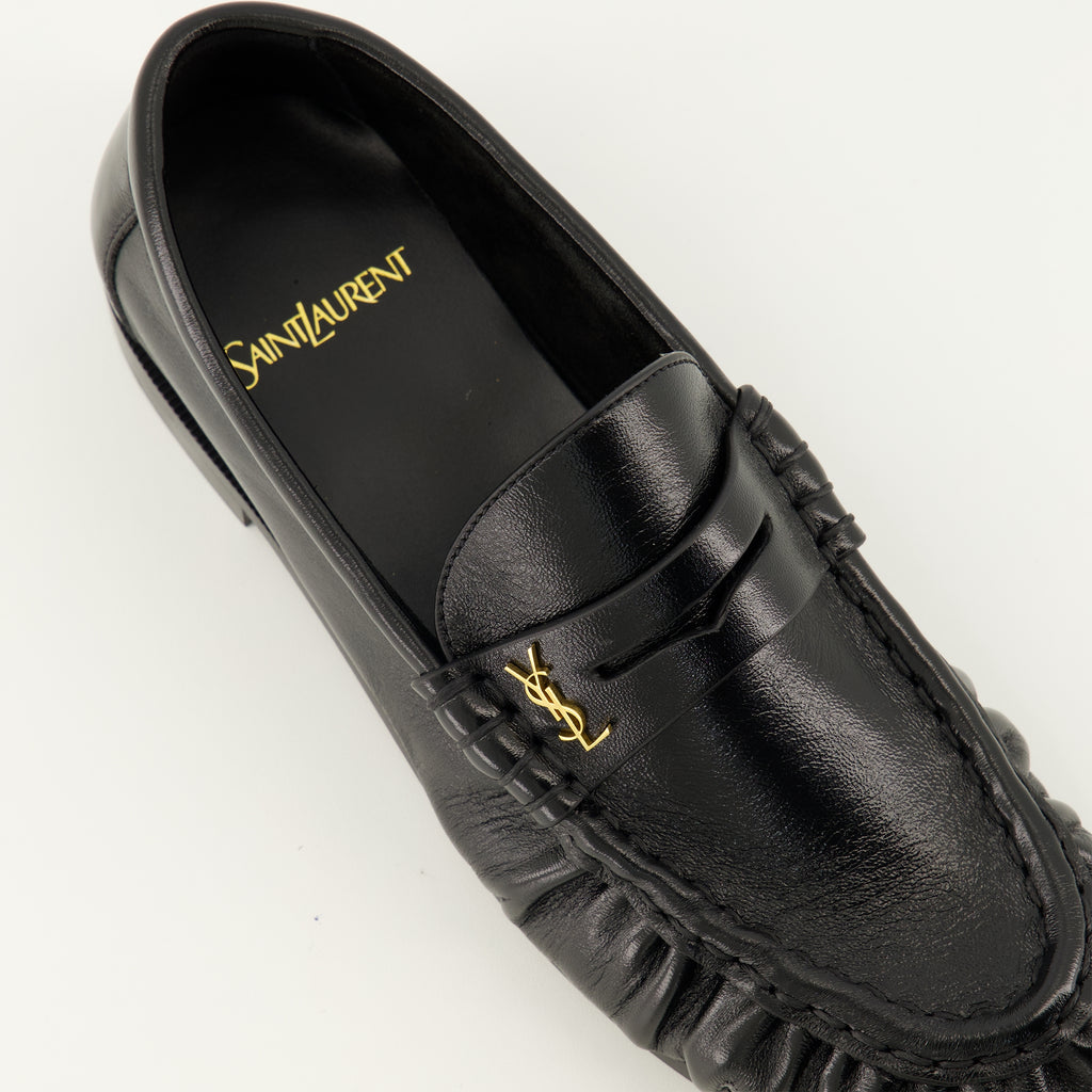 Mocassins Mocassini Loafer Soft in Pelle Nera Saint Laurent Noir Femme