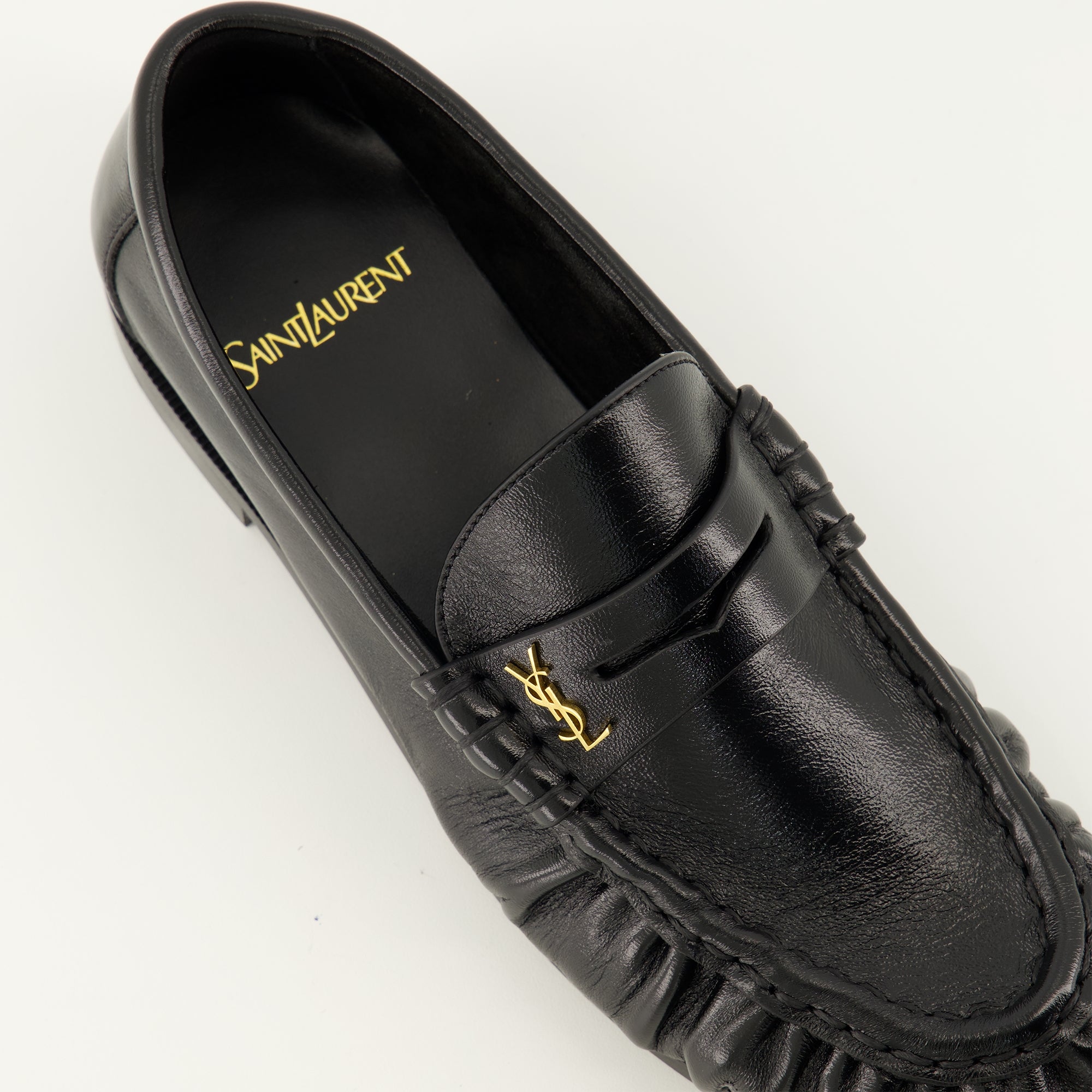 Mocassins Mocassini Loafer Soft in Pelle Nera Saint Laurent Noir Femme