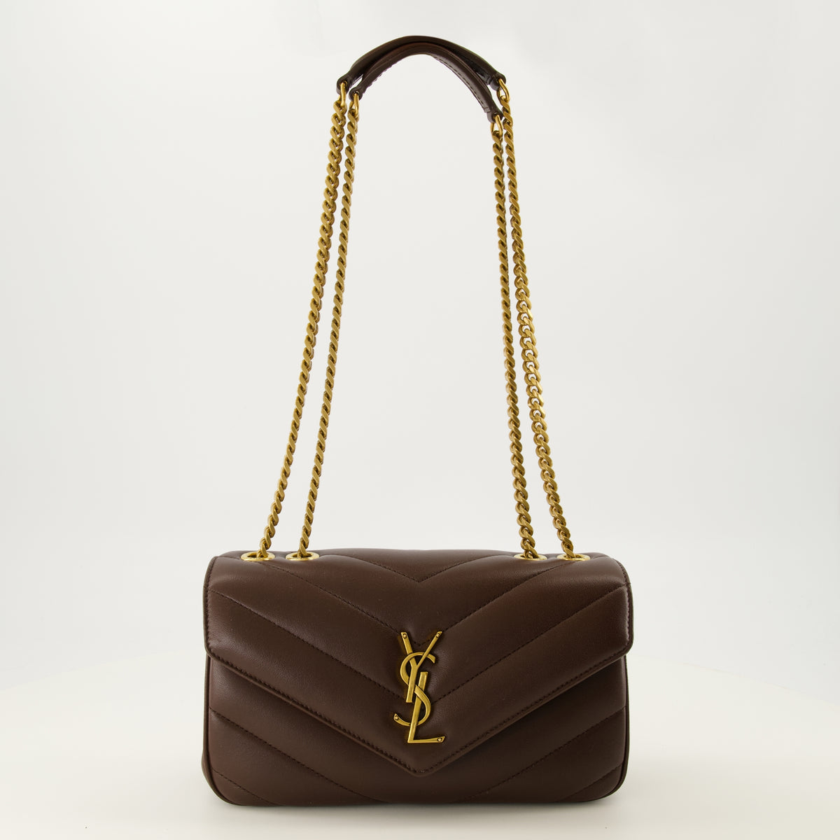 Sacs à main et épaule Loulou Small Brown Leather Bag Saint Laurent Marron Femme
