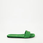 Offene schuhe Grüne Samt-Sandalen Prada Grün Femme