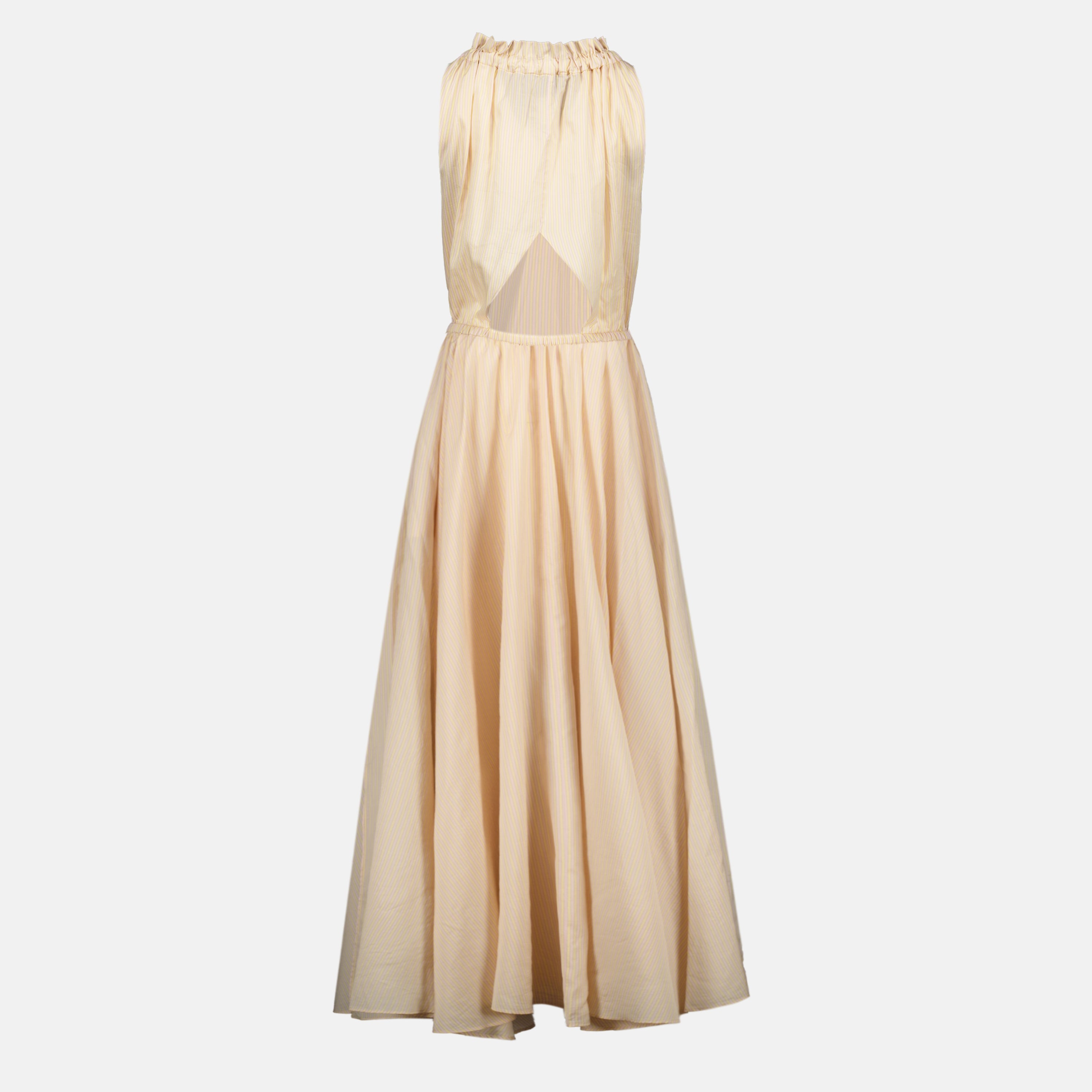 Robes Abito Maxy in Seta Striata Beige Patou Rose Femme