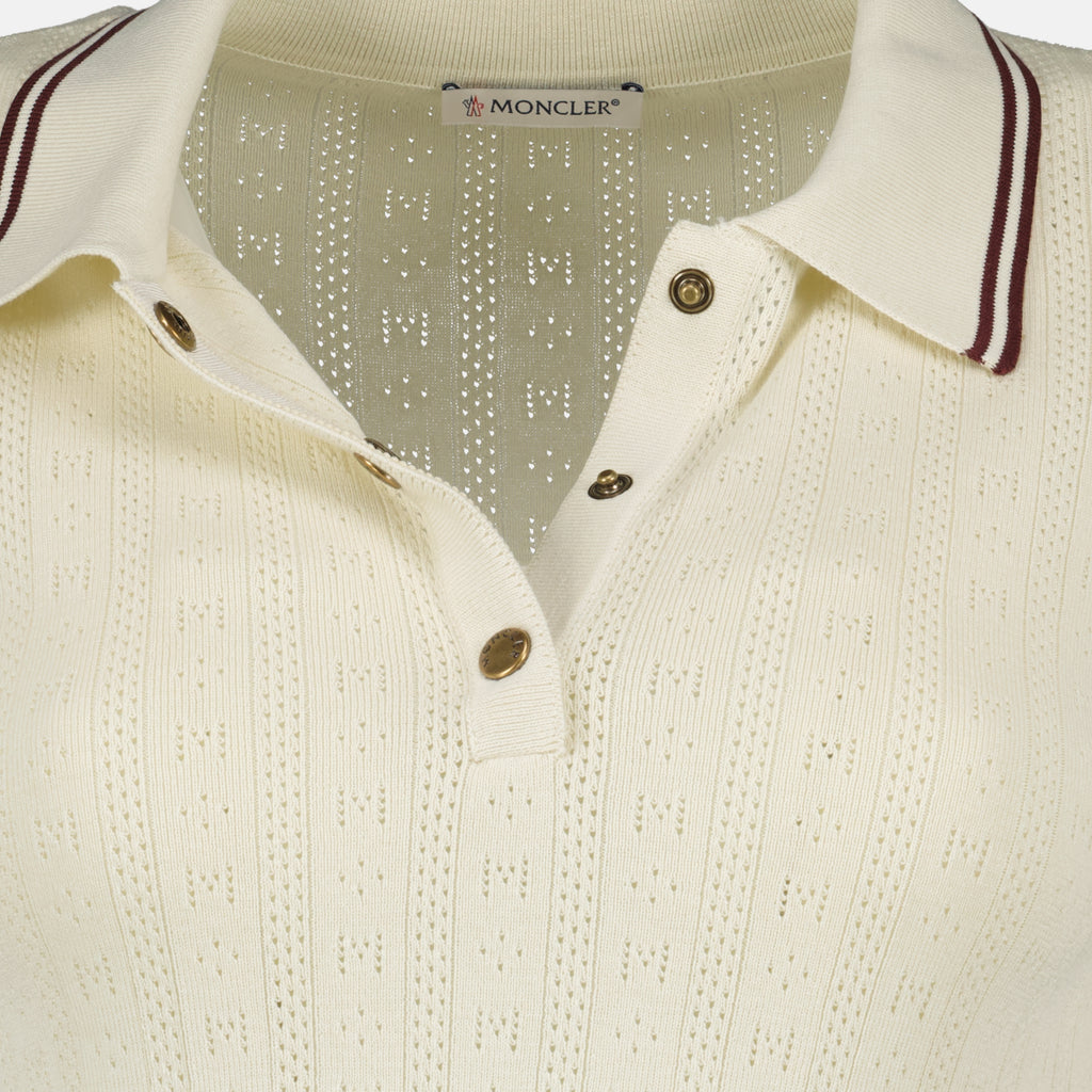 Polos Polo in Cotone Pattern Beige Moncler Blanc Femme