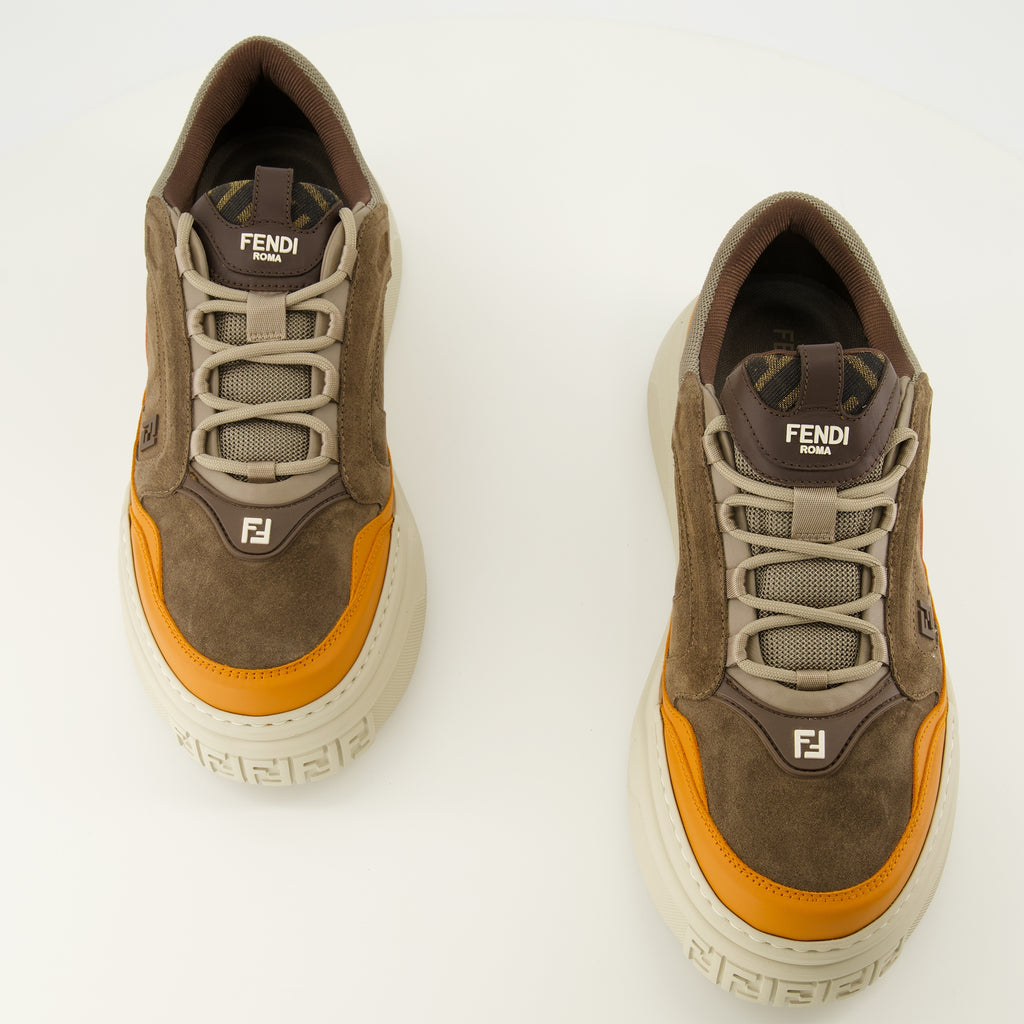 Baskets フェンディ フォース ブラウン スニーカー Fendi Marron Homme