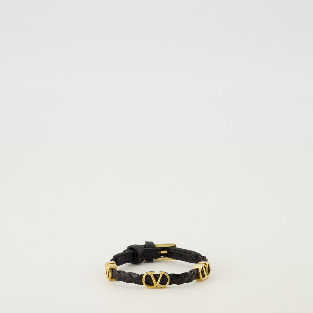 Image de l'article Bracelet en cuir Vlogo noir de la marque Valentino Garavani pour Femme - Saison Printemps-Été 2026 - Vue de Face
