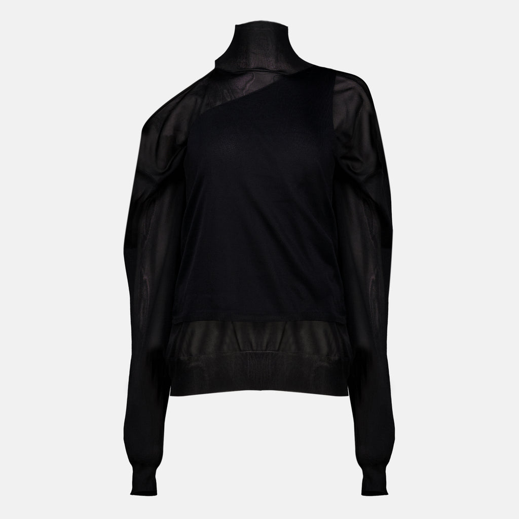 Maille Top de Organza de Seda Preta Fendi Noir Femme
