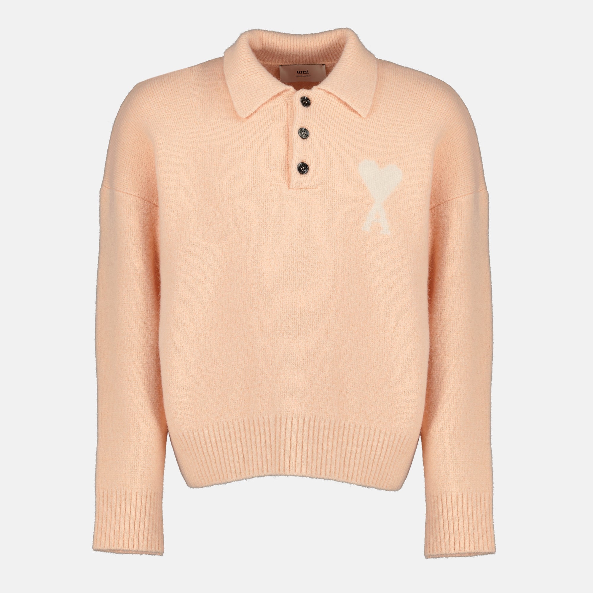 Image de l'article Polo Ami de coeur rose pale de la marque Ami PARIS pour Unisex - Saison Automne-Hiver 2025 - Vue de Face
