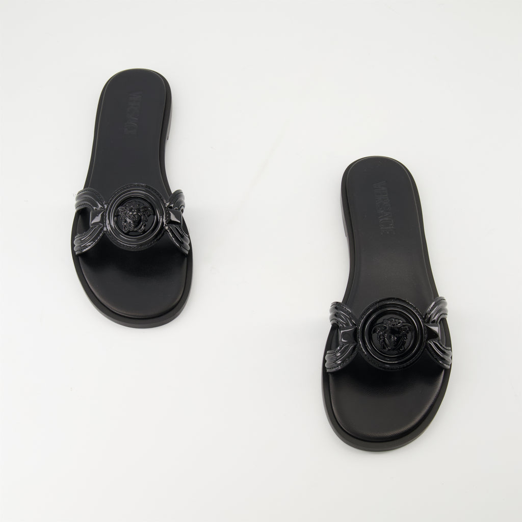 Sapatos abertos Chinelos de Pele Medusa '95 Versace Preto Femme