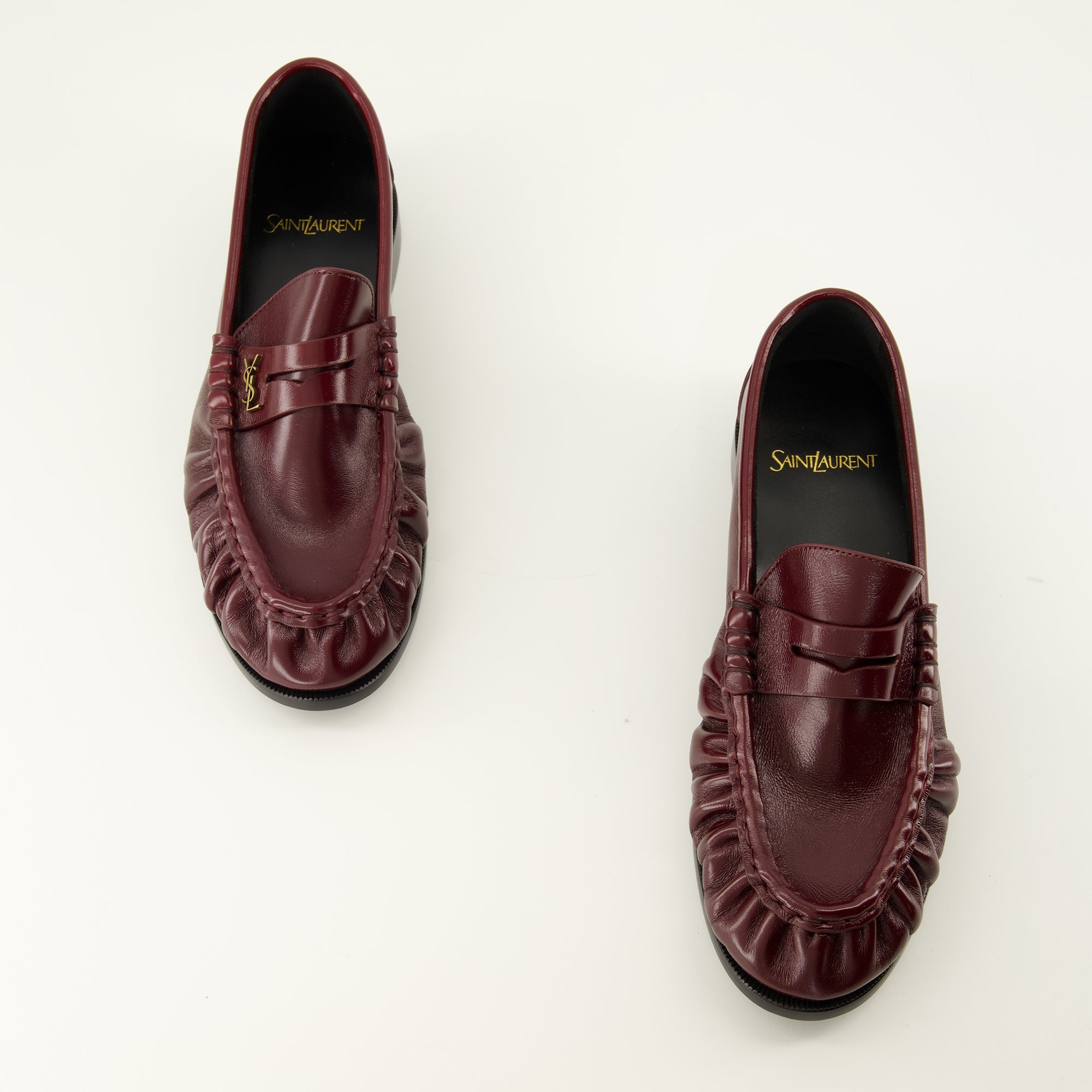 Mocassins Bordeaux Leder Loafer Mokassins Saint Laurent Bordeaux Femme