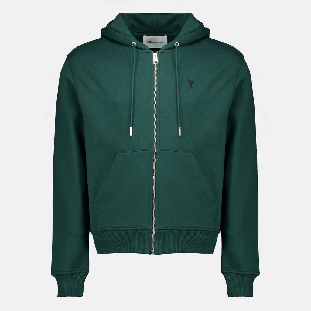 Sweatshirts AMI Heart Grüne Zip-Up Jacke Ami PARIS Vert Homme