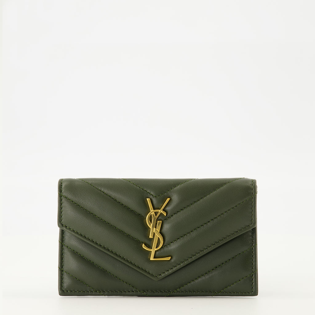 Image of the Cassandre Dark Green Fragment Cardholder by Saint Laurent for Women - Fall-Winter Season 2025 - Front View