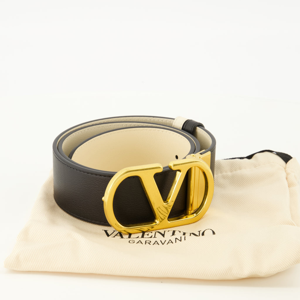 Ceintures Reversible VLogo Belt White and Black 40 mm Valentino Garavani Blanc Femme