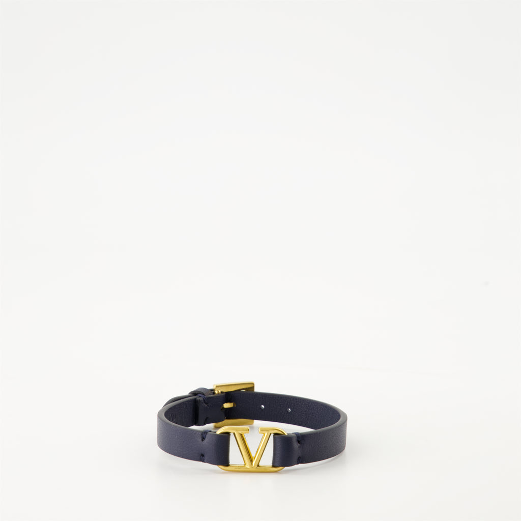 Bijoux Bracelet VLogo en cuir Valentino Garavani Bleu Homme