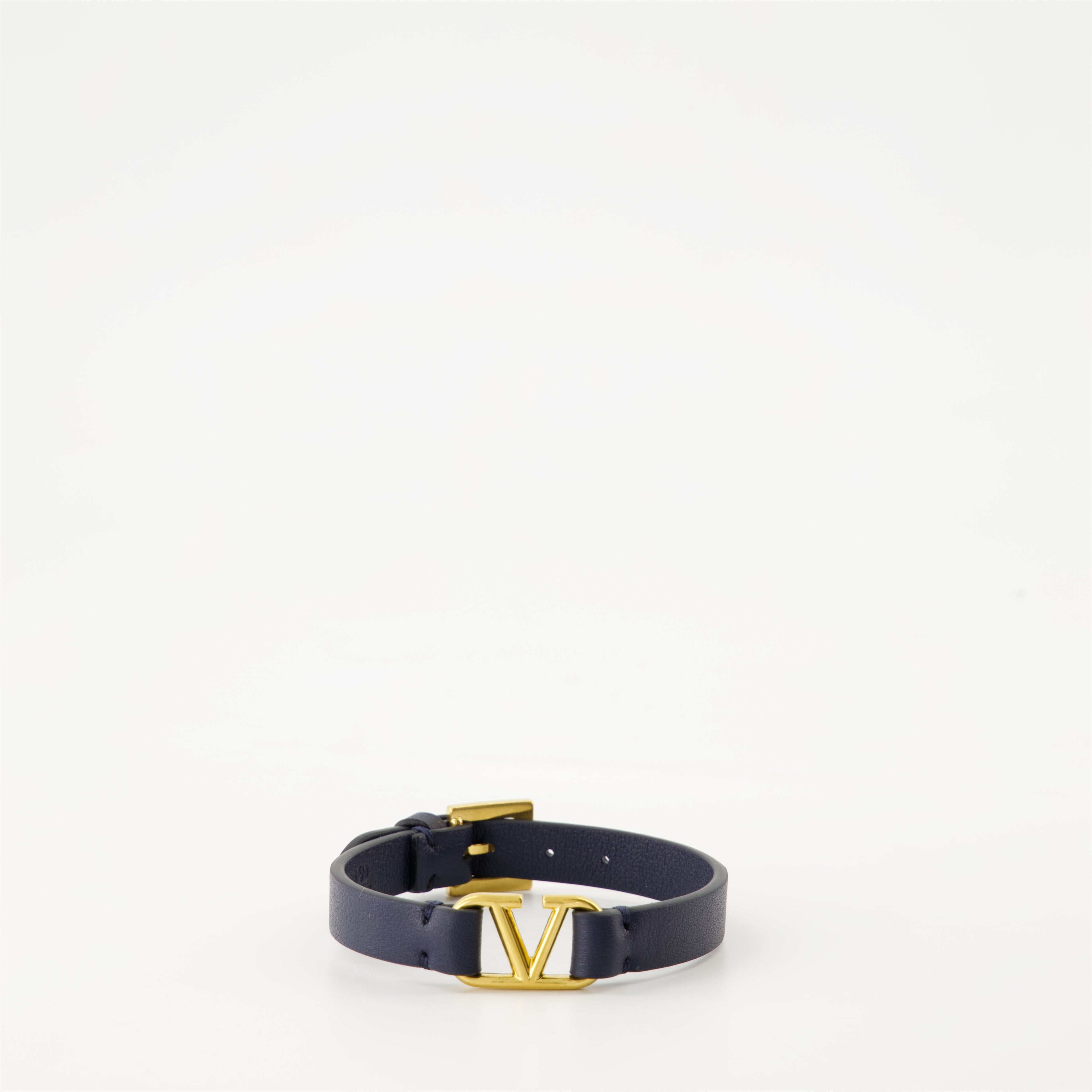 Bijoux Bracelet VLogo en cuir Valentino Garavani Bleu Homme