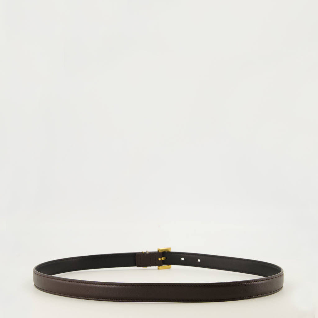 Ceintures Ceinture Cassandre fine en cuir marron Saint Laurent Marron Femme