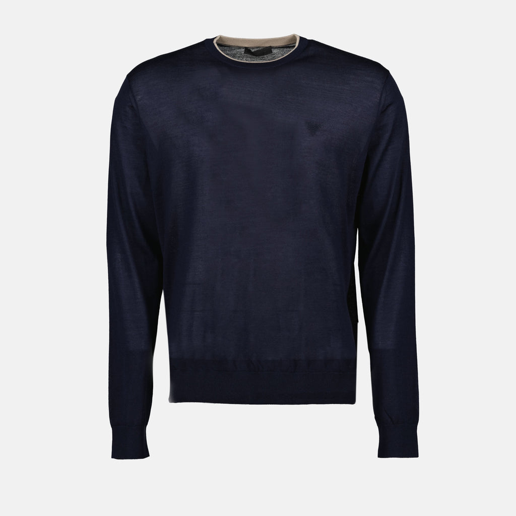 Maille Pull en laine fine Prada Bleu foncé Homme
