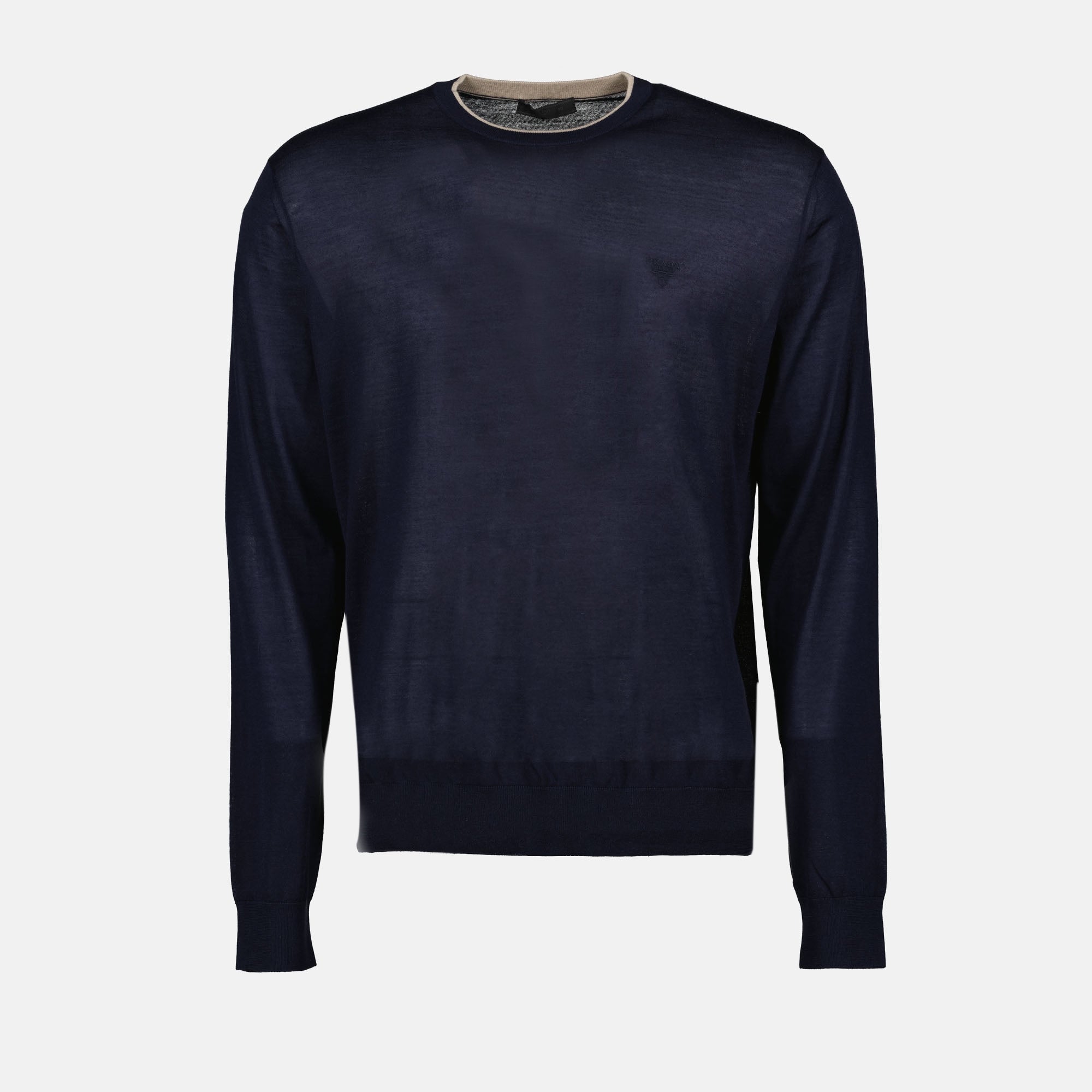 Maille Pull en laine fine Prada Bleu foncé Homme