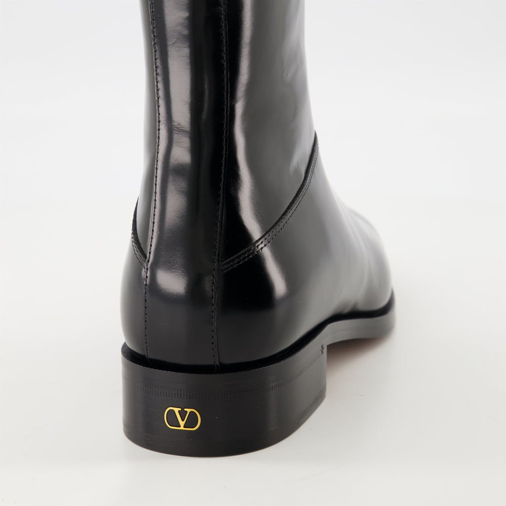 Botas y botines Botas de Tobillo de Cuero Pat Valentino Garavani Negro Homme