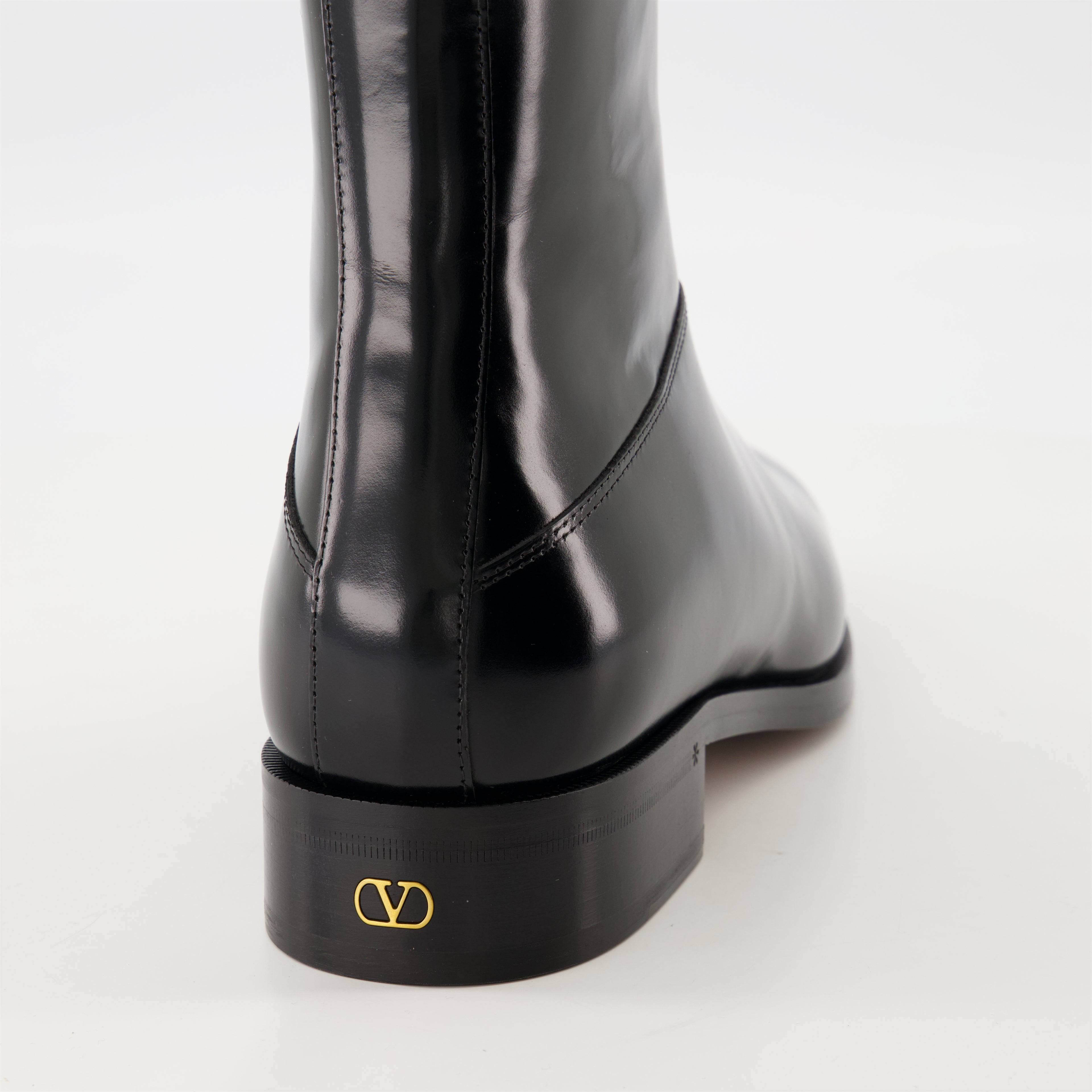 Botas y botines Botas de Tobillo de Cuero Pat Valentino Garavani Negro Homme