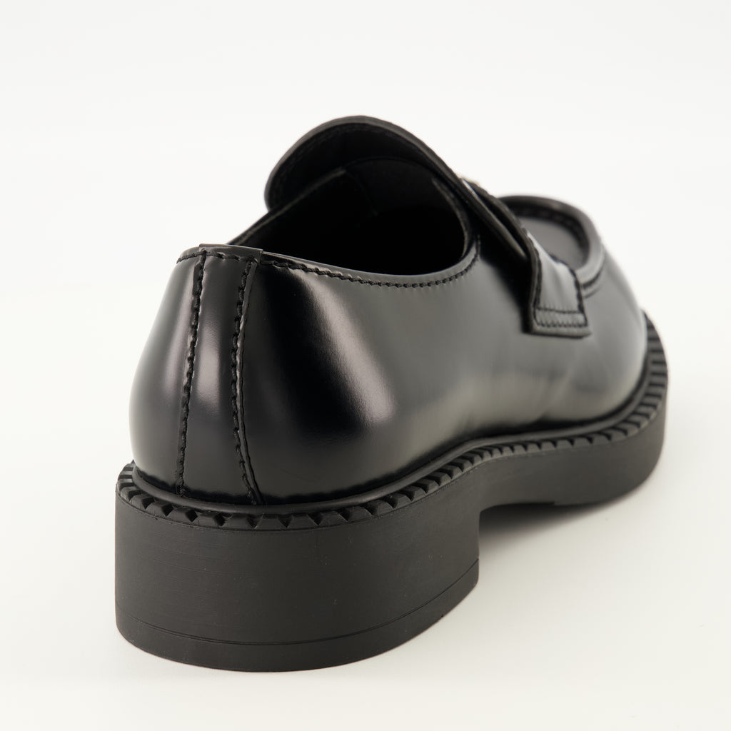 Mocassins Moccassins Chocolate noir en cuir brossé Prada Noir Homme