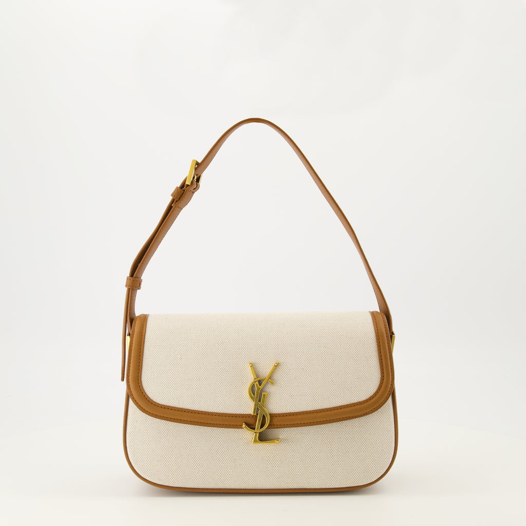 Image de l'article Sac en cuir et coton de la marque Saint Laurent pour Femme - Saison Printemps-Été 2025 - Vue de Face