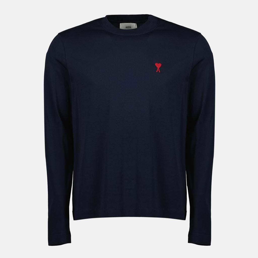 Image of the long-sleeve T-shirt 'Ami de cœur' by Ami PARIS for Unisex - Fall-Winter 2025 - Front View