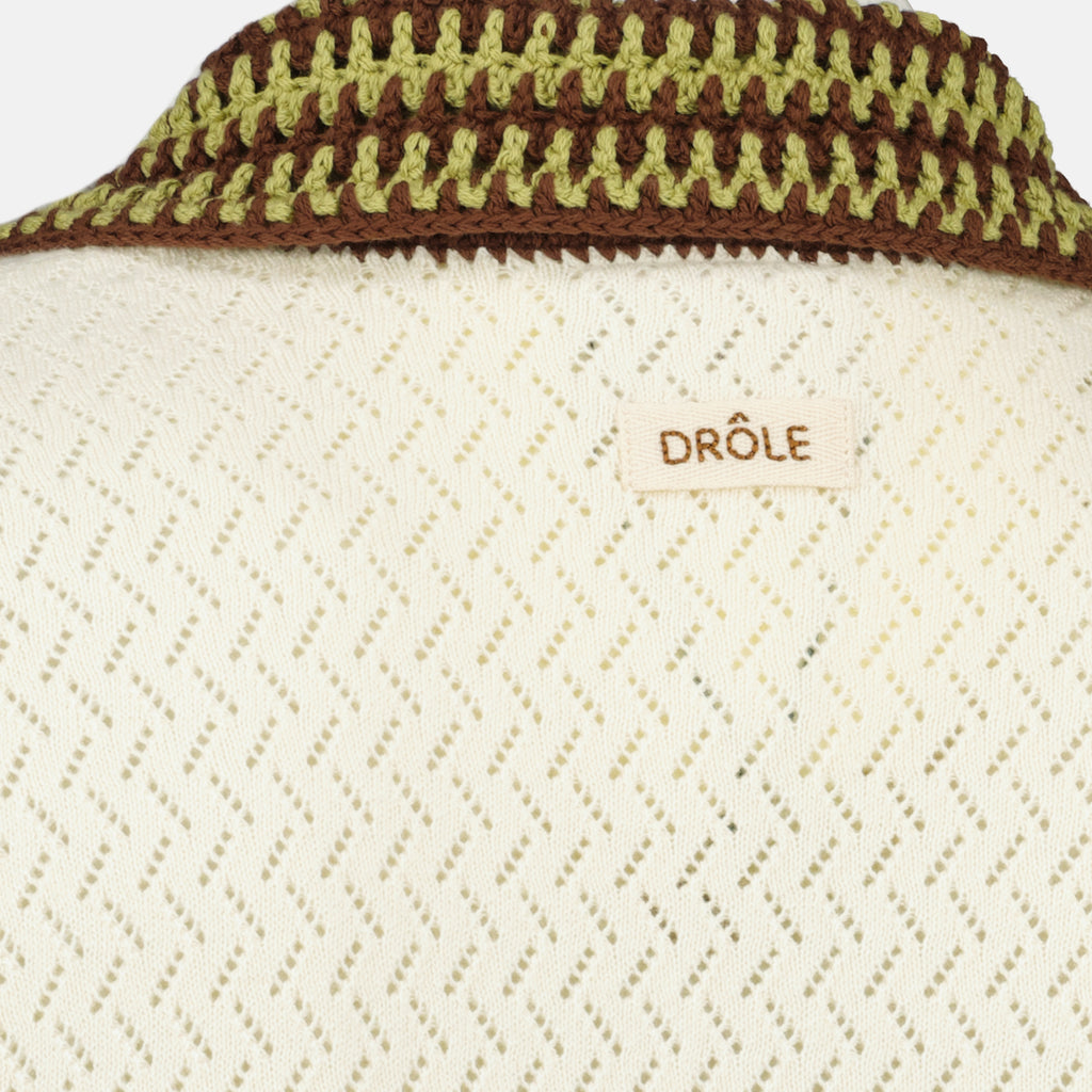 Image de l'article Polo D-Miroir beige en maille de la marque Drole De Monsieur pour Homme - Saison Printemps-Été 2026 - Vue détaillée_2