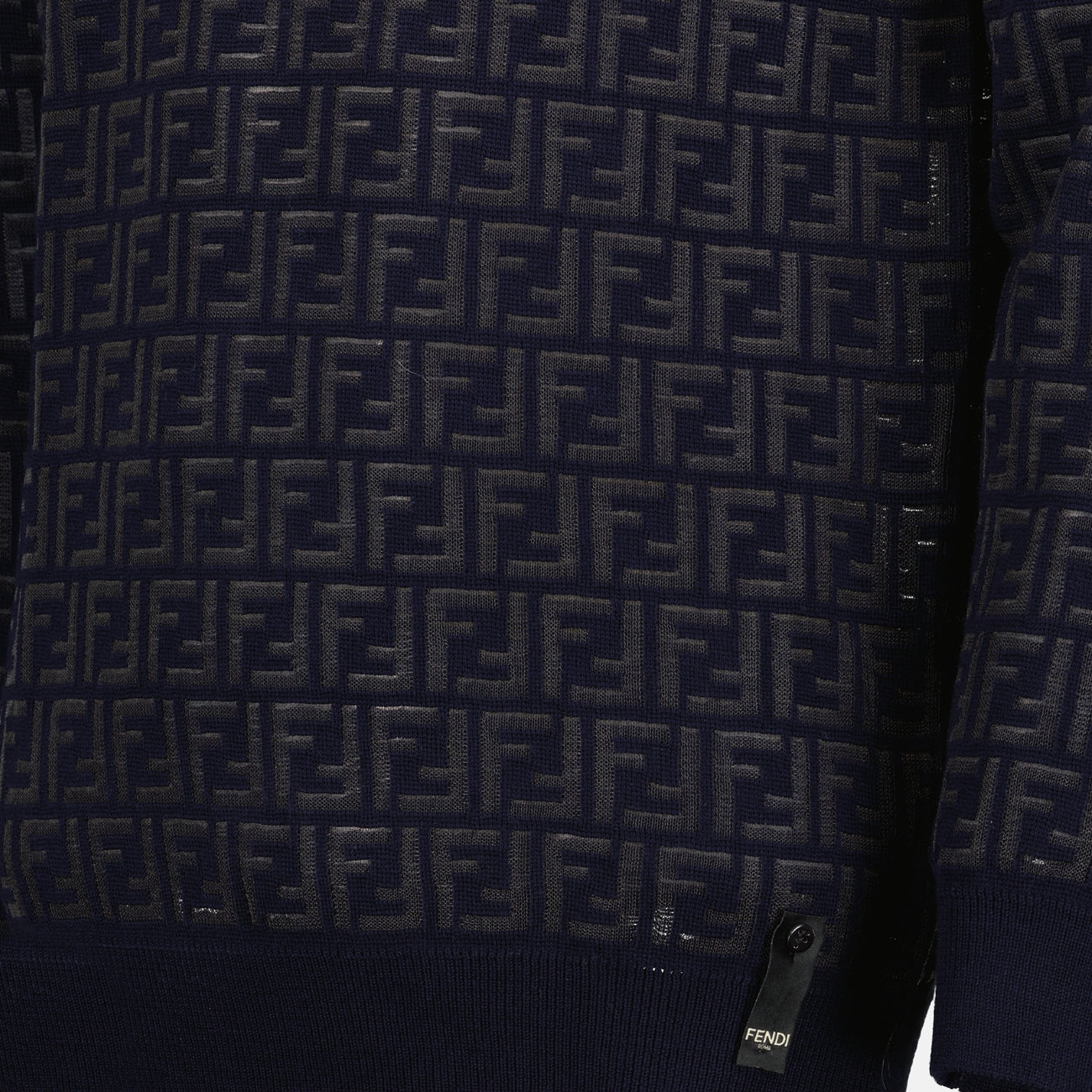 Maille Pull en laine FF Fendi Bleu Homme