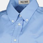 Chemises Camicia di popeline blu Miu Miu Bleu Femme