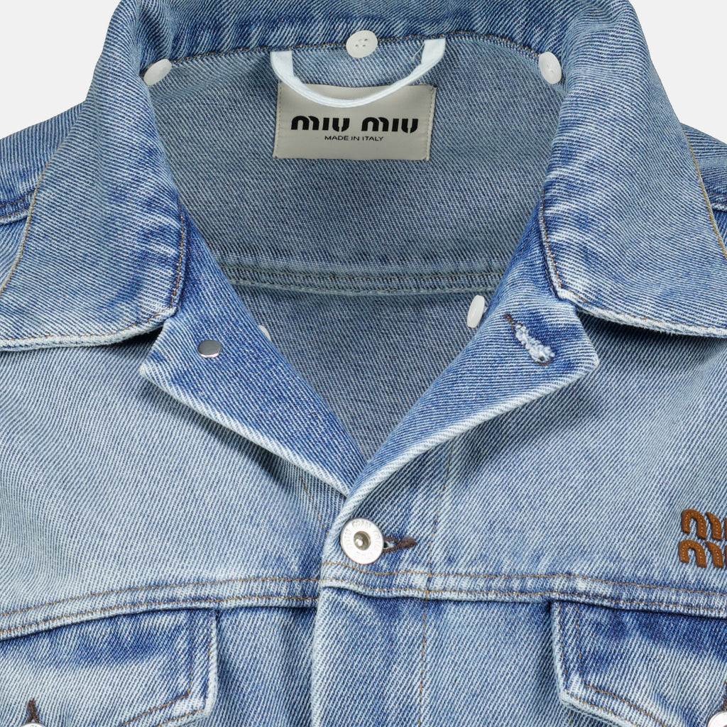 Vestes Giacca in Denim Blu e Suede Miu Miu Bleu Femme