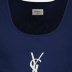 Image of the Cassandre tank top in navy cotton from the Saint Laurent brand for Men - Spring-Summer 2026 - Detailed View_2