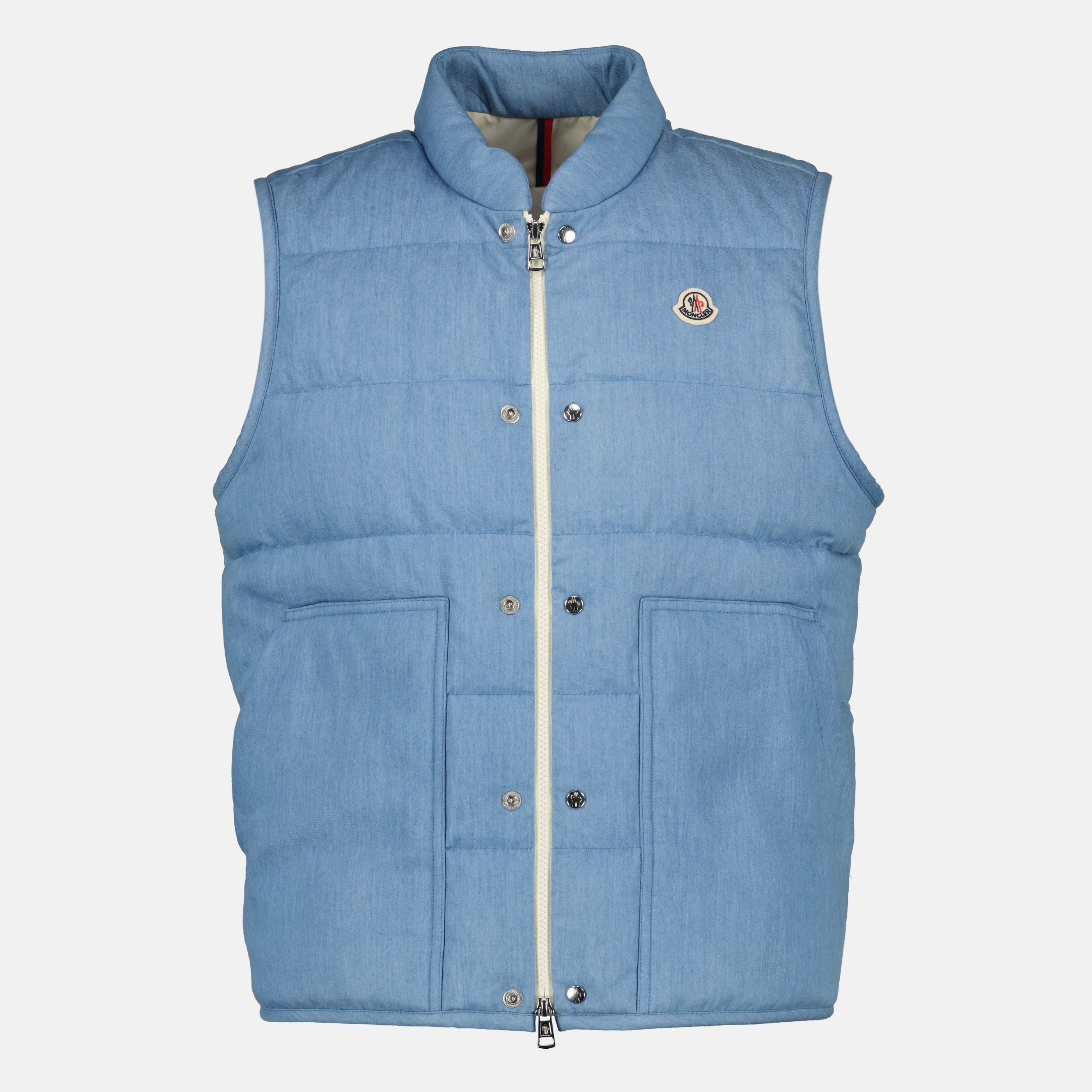 Vestes Casaco de Penas Sem Mangas Heceta em Denim Moncler Bleu Homme