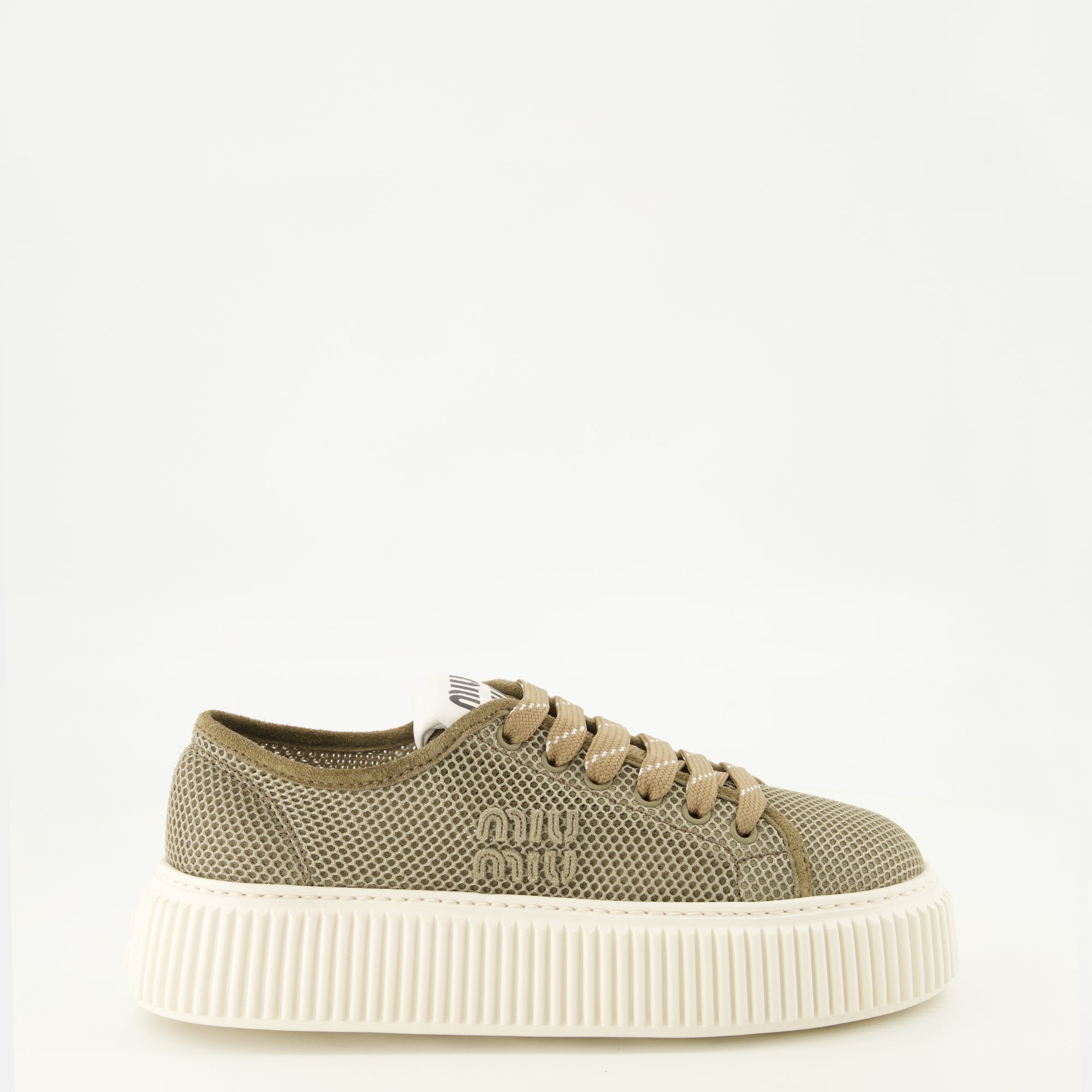Baskets Baskets en mesh à plateforme marron Miu Miu Kaki Femme