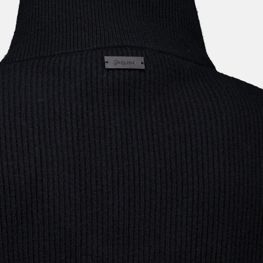 Maille Pull 1/4 zip en laine noir Saint Laurent Noir Homme