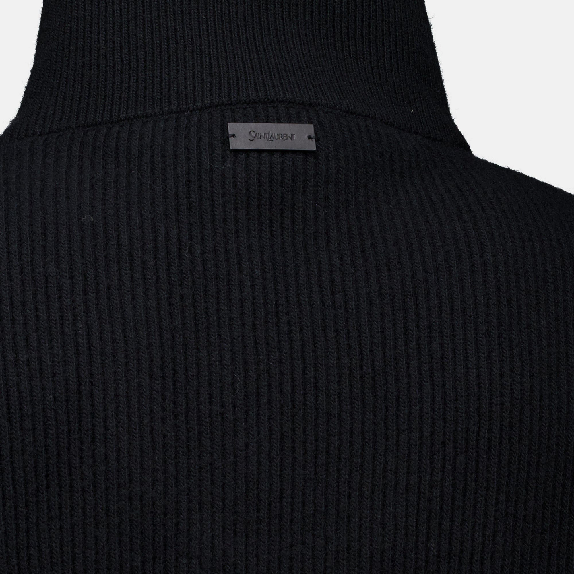 Maille Pull 1/4 zip en laine noir Saint Laurent Noir Homme