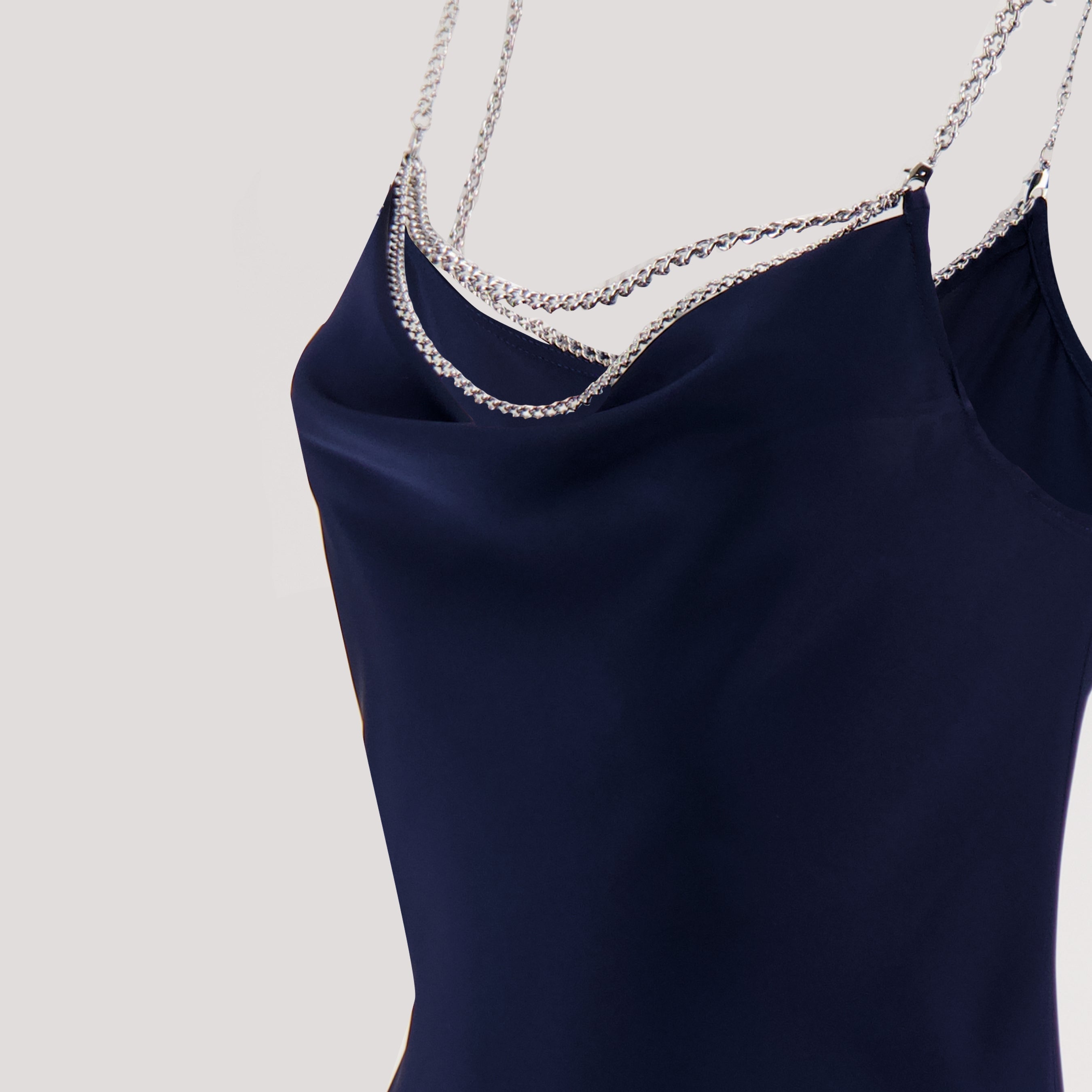 Robes Robe longue en satin Rabanne Bleu foncé Femme